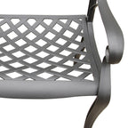 Ensemble de salle à manger d'extérieur moderne et orné en aluminium maillé, grand format hexagonal de 160 cm, avec plateau tournant et six chaises - N/A