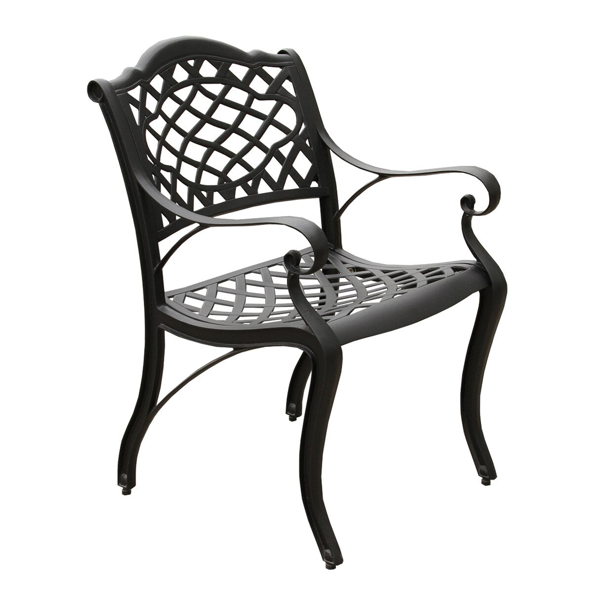 Ensemble de salle à manger d'extérieur moderne et orné en aluminium maillé, grand format hexagonal de 160 cm, avec plateau tournant et six chaises - N/A