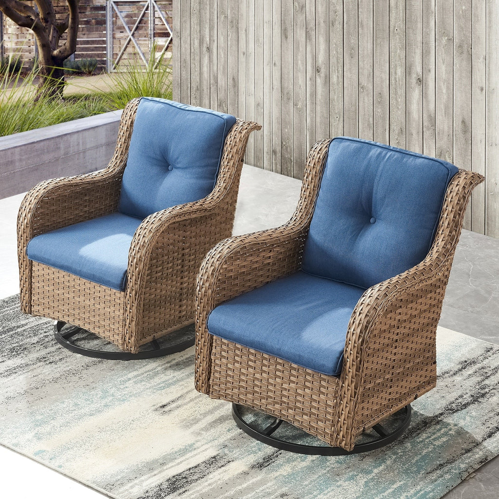 Chaises à bascule d'extérieur en osier Gymojoy avec base pivotante (lot de 2)