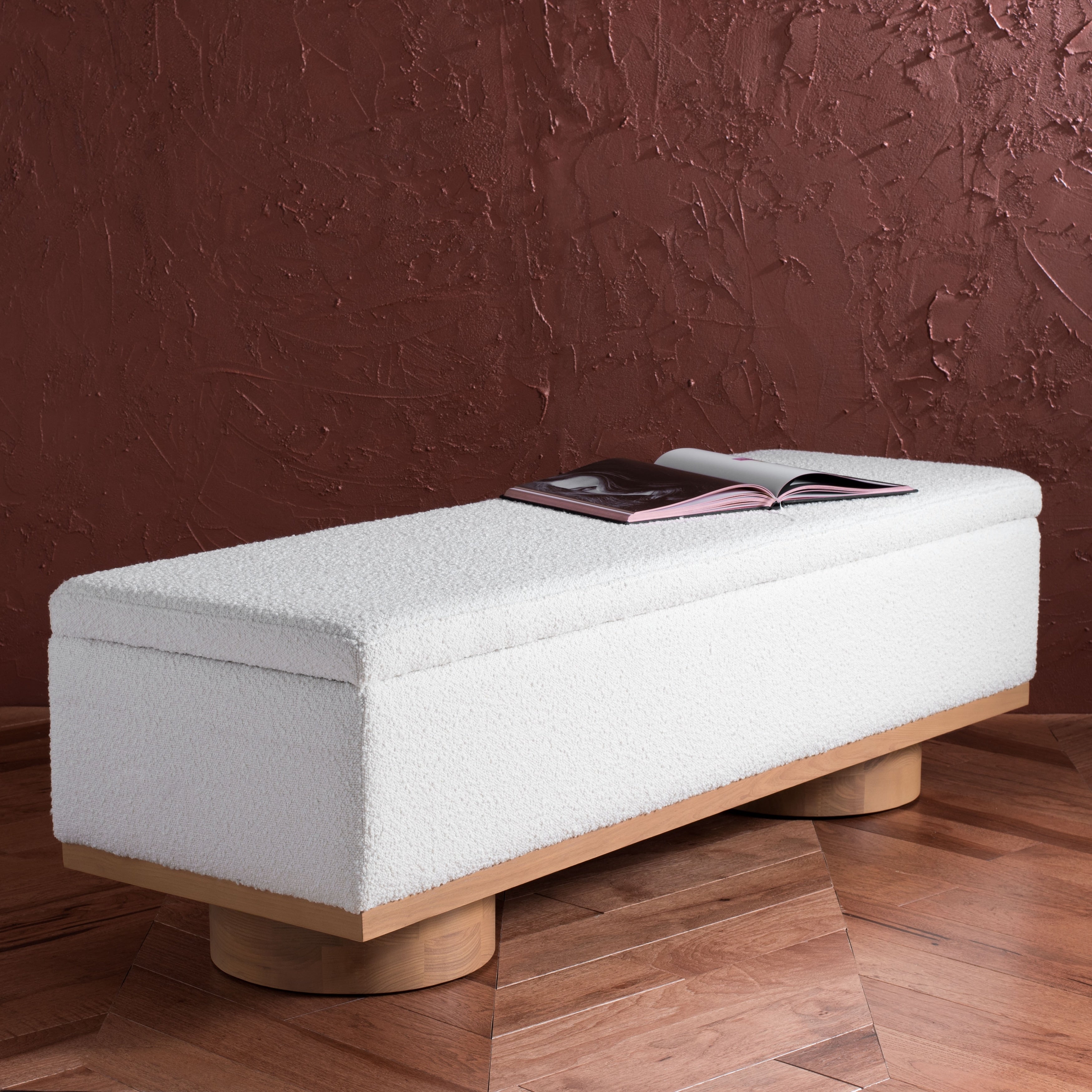Banc de rangement SAFAVIEH Couture Sunneva Boucle - 61 po L x 20 po P x 19 po H - 61 L x 20 P x 19 H