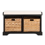 Banc de rangement tressé marron Euphemia de SAFAVIEH - 33,5 x 16,1 x 19,9 - 34 L x 16 P x 20 H
