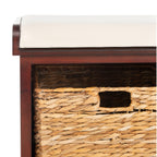 Banc de rangement tressé marron Euphemia de SAFAVIEH - 33,5 x 16,1 x 19,9 - 34 L x 16 P x 20 H
