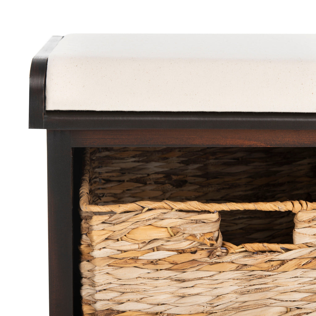 Banc de rangement tressé marron Euphemia de SAFAVIEH - 33,5 x 16,1 x 19,9 - 34 L x 16 P x 20 H
