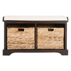 Banc de rangement tressé marron Euphemia de SAFAVIEH - 33,5 x 16,1 x 19,9 - 34 L x 16 P x 20 H