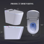Toilettes intelligentes, bidet monobloc pour salle de bain, toilettes allongées modernes avec eau chaude, double chasse d'eau automatique, fonctionnement par capteur de pied