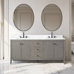 Meuble-lavabo double vasque Vanity Art 72 avec plateau en marbre reconstitué